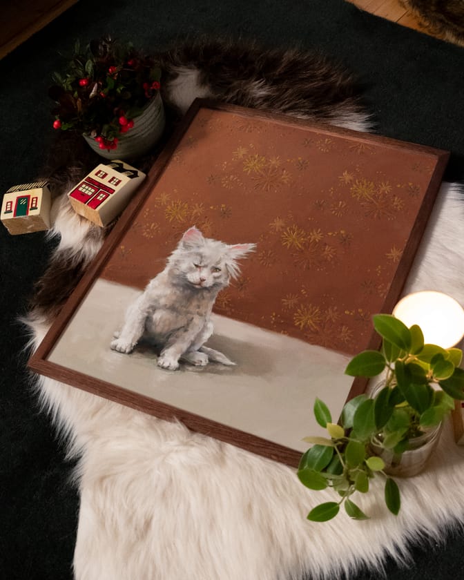 One Eye Pete chilling on a rug